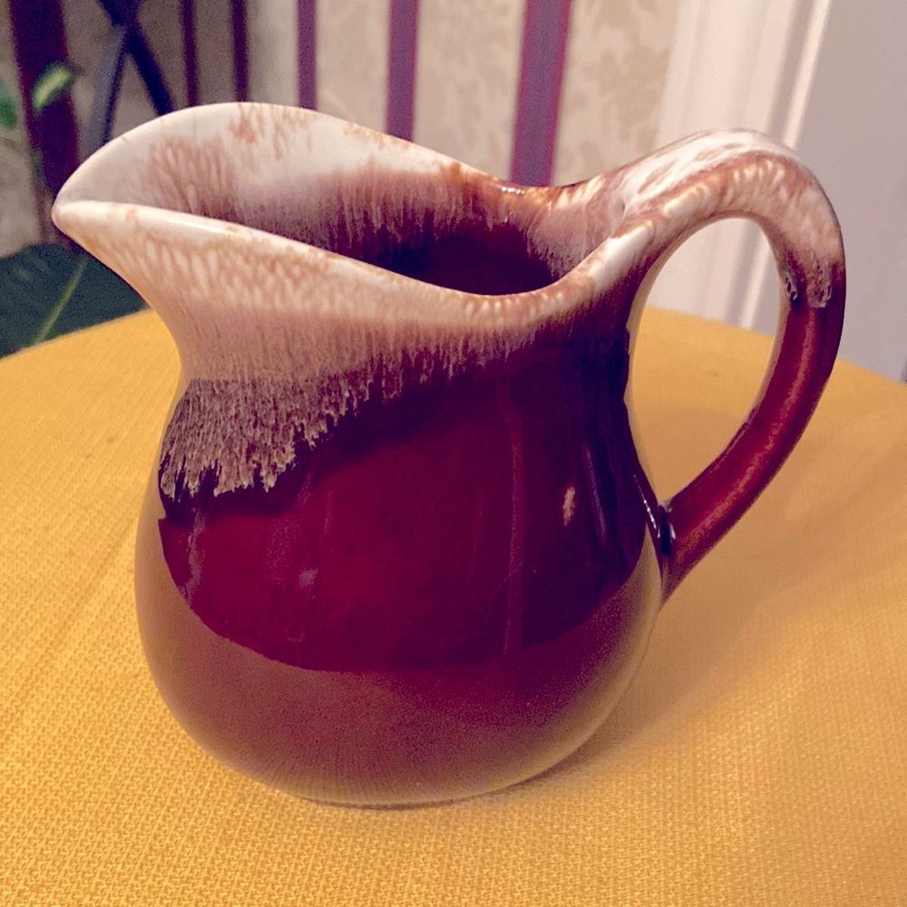 Vintage USA Brown Drip Glaze Pottery, Creamer/ Syrup Pitcher